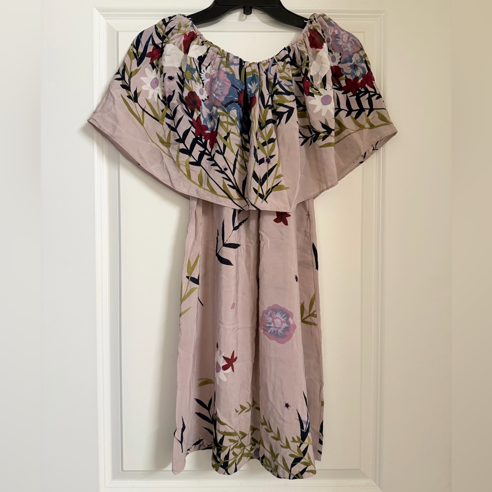 ERIKA CAVALLINI Blush Pink Off-Shoulder Floral Dress